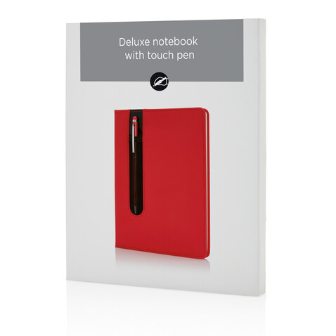 Basic Hardcover PU A5 Notizbuch mit Stylus-Stift rot bedrucken, Art.-Nr. P773.314