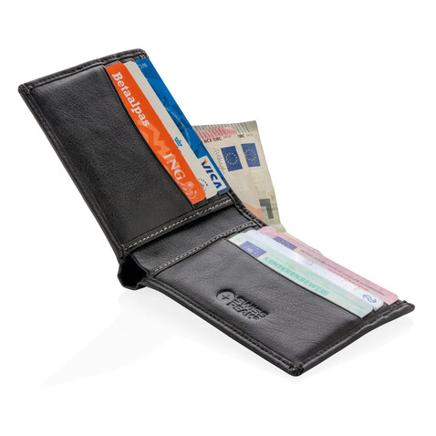 RFID Anti-Skimming Portemonnaie schwarz, schwarz bedrucken, Art.-Nr. P820.410