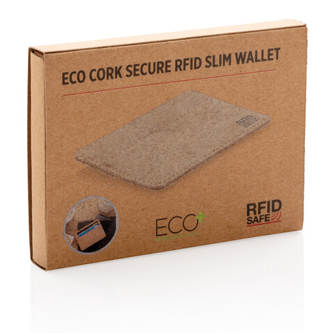 Kork RFID Slim-Wallet braun bedrucken, Art.-Nr. P820.879