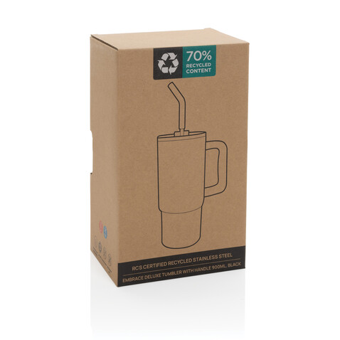 Embrace Deluxe Becher aus RCS recyceltem Edelstahl 900ml weiß bedrucken, Art.-Nr. P437.3003
