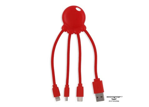 2087 | Xoopar Octopus Charging cable - Rot bedrucken, Art.-Nr. LT41005-N0021
