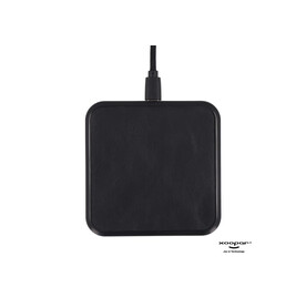 2259 | Xoopar Iné Wireless Fast Charger - Recycled Leather 15W - Schwarz bedrucken, Art.-Nr. LT41506-N0002