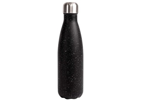 Sagaform Nils Stahlflasche Splash 500ml - Schwarz / Weiss bedrucken, Art.-Nr. LT52018-N0201