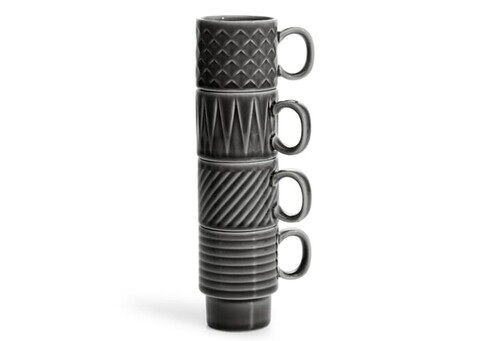 Sagaform Kaffee &amp; Mehr Espressotasse 4-tlg. 100ml - Dunkelgrau bedrucken, Art.-Nr. LT52204-N0060