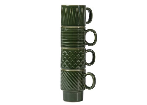 Sagaform Kaffee &amp; Mehr Espressotasse 4-tlg. 100ml - Dunkelgrün bedrucken, Art.-Nr. LT52204-N0030