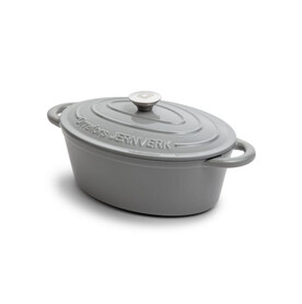 Orrefors Jernverk Emaillierte Ovale Eisenpfanne 3.5L - Hellgrau bedrucken, Art.-Nr. LT54010-N0062