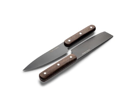 Orrefors Jernverk 2er-Set Messer, schwarz &amp; Holz - Schwarz bedrucken, Art.-Nr. LT54034-N0002