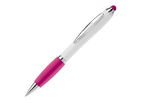 Kugelschreiber Hawaï Stylus weiß - Weiss / Rosa bedrucken, Art.-Nr. LT80433-N0176