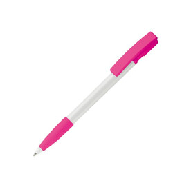 Kugelschreiber Nash Hardcolour mit Gummigriff - Weiss / Rosa bedrucken, Art.-Nr. LT80801-N0176