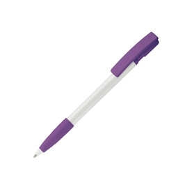 Kugelschreiber Nash Hardcolour mit Gummigriff - Weiss / Purple bedrucken, Art.-Nr. LT80801-N0172 Kugelschreiber Nash Hardcolour mit Gummigriff - Weiss / Purple bedrucken, Art.-Nr. LT80801-N0172
