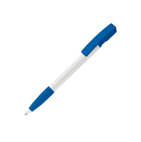 Kugelschreiber Nash Hardcolour mit Gummigriff - Weiss / Royalblau bedrucken, Art.-Nr. LT80801-N0114 Kugelschreiber Nash Hardcolour mit Gummigriff - Weiss / Royalblau bedrucken, Art.-Nr. LT80801-N0114