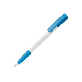 Kugelschreiber Nash Hardcolour mit Gummigriff - Weiss / Hellblau bedrucken, Art.-Nr. LT80801-N0112 Kugelschreiber Nash Hardcolour mit Gummigriff - Weiss / Hellblau bedrucken, Art.-Nr. LT80801-N0112