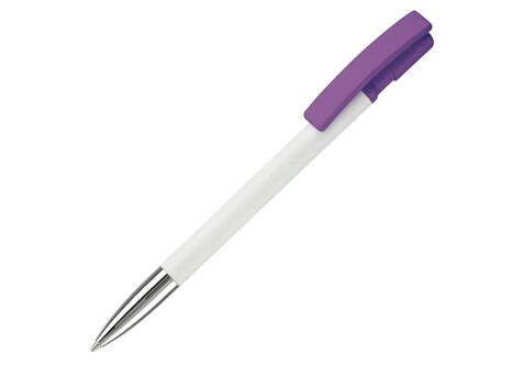 Kugelschreiber Nash Hardcolour mit Metallspitze - Weiss / Purple bedrucken, Art.-Nr. LT80804-N0172