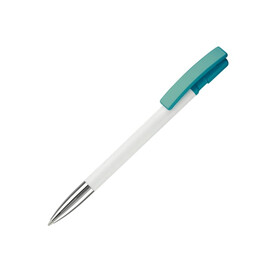 Kugelschreiber Nash Hardcolour mit Metallspitze - Weiss / Türkis bedrucken, Art.-Nr. LT80804-N0137 Kugelschreiber Nash Hardcolour mit Metallspitze - Weiss / Türkis bedrucken, Art.-Nr. LT80804-N0137