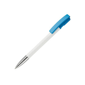 Kugelschreiber Nash Hardcolour mit Metallspitze - Weiss / Hellblau bedrucken, Art.-Nr. LT80804-N0112 Kugelschreiber Nash Hardcolour mit Metallspitze - Weiss / Hellblau bedrucken, Art.-Nr. LT80804-N0112