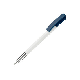 Kugelschreiber Nash Hardcolour mit Metallspitze - Weiss / Dunkelblau bedrucken, Art.-Nr. LT80804-N0110 Kugelschreiber Nash Hardcolour mit Metallspitze - Weiss / Dunkelblau bedrucken, Art.-Nr. LT80804-N0110