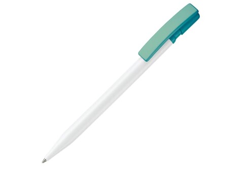 Kugelschreiber Nash Hardcolour - Weiss / Türkis bedrucken, Art.-Nr. LT80815-N0137