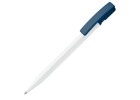 Kugelschreiber Nash Hardcolour - Weiss / Dunkelblau bedrucken, Art.-Nr. LT80815-N0110