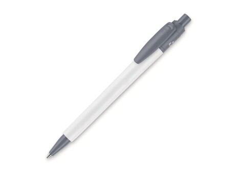 Kugelschreiber Baron 03 recycled hardcolour - Weiss/Dunkelgrau bedrucken, Art.-Nr. LT80911-N0160