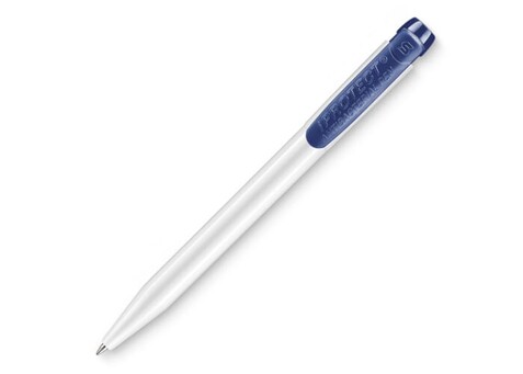 Kugelschreiber IProtect Hardcolour - Weiss / Dunkelblau bedrucken, Art.-Nr. LT80913-N0110