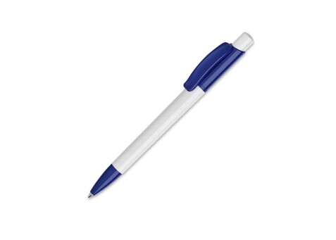 Kugelschreiber Kamal hardcolour - Weiss / Dunkelblau bedrucken, Art.-Nr. LT80915-N0110