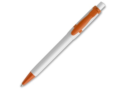 Kugelschreiber Olly hardcolour - Weiss / Orange bedrucken, Art.-Nr. LT80940-N0126