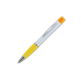 Kugelschreiber Hawaii mit dreifarbigem Textmarker - Weiss / Gelb bedrucken, Art.-Nr. LT81253-N0141