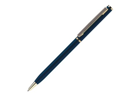 Metallkugelschreiber Slim mit Gold Applikation - Blau bedrucken, Art.-Nr. LT87060-N0011