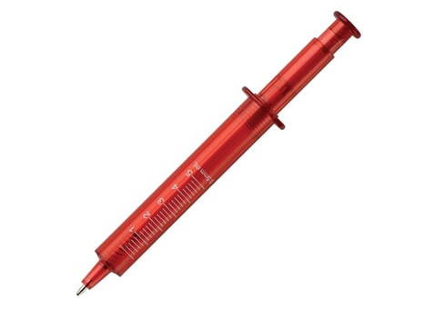 Spritzenstift transparent - Transparent / Rot bedrucken, Art.-Nr. LT87227-N0421