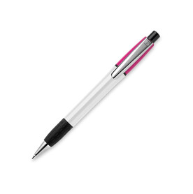 Kugelschreiber Semyr Grip Colour hardcolour - Weiss / Rosé bedrucken, Art.-Nr. LT87536-N0176