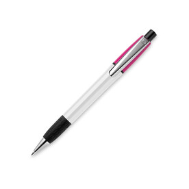 Kugelschreiber Semyr Grip Colour hardcolour - Weiss / Rosa bedrucken, Art.-Nr. LT87536-N0176