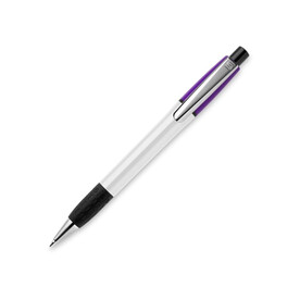 Kugelschreiber Semyr Grip Colour hardcolour - Weiss / Purple bedrucken, Art.-Nr. LT87536-N0172