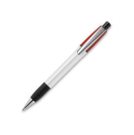 Kugelschreiber Semyr Grip Colour hardcolour - Weiss / Rot bedrucken, Art.-Nr. LT87536-N0121 Kugelschreiber Semyr Grip Colour hardcolour - Weiss / Rot bedrucken, Art.-Nr. LT87536-N0121