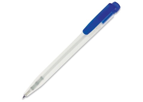 Kugelschreiber Ingeo TM Pen Clear Transparent - Ecru / Blau bedrucken, Art.-Nr. LT87543-N5411
