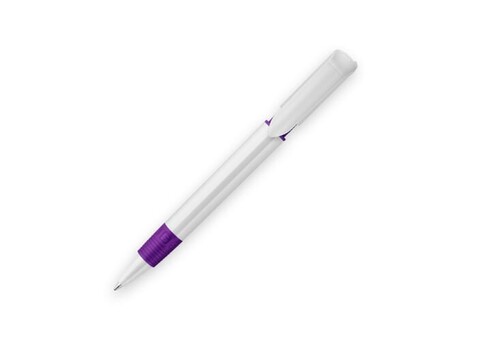 Kugelschreiber S40 Grip hardcolour - Weiss / Purple bedrucken, Art.-Nr. LT87544-N0172