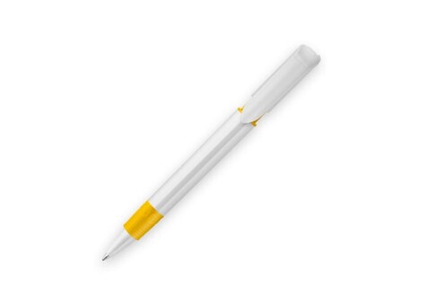 Kugelschreiber S40 Grip hardcolour - Weiss / Gelb bedrucken, Art.-Nr. LT87544-N0141