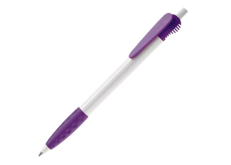 Kugelschreiber Cosmo Grip HC - Weiss / Purple bedrucken, Art.-Nr. LT87620-N0172