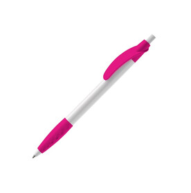 Kugelschreiber Cosmo Grip HC - Weiss / Rosa bedrucken, Art.-Nr. LT87622-N0176