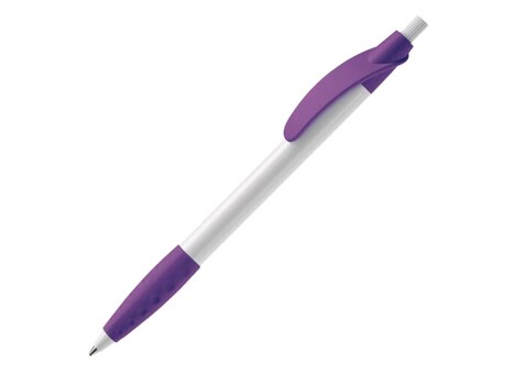 Kugelschreiber Cosmo Grip HC - Weiss / Purple bedrucken, Art.-Nr. LT87622-N0172