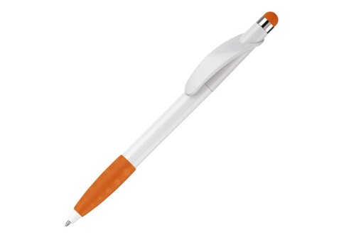 Kugelschreiber Cosmo Stylus - Weiss / Orange bedrucken, Art.-Nr. LT87695-N0126