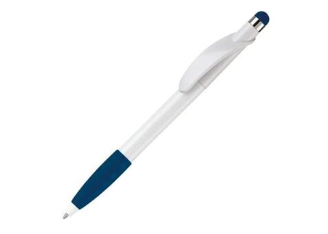 Kugelschreiber Cosmo Stylus - Weiss / Dunkelblau bedrucken, Art.-Nr. LT87695-N0110