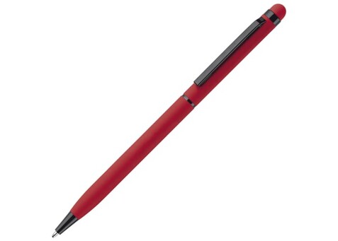 Kugelschreiber Stylus Metall gummiert - Rot bedrucken, Art.-Nr. LT87761-N0021