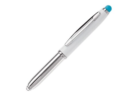 Stylus Kugelschreiber Shine - Weiss / Hellblau bedrucken, Art.-Nr. LT87794-N0112