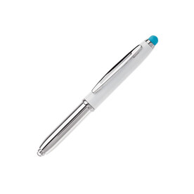 Stylus Kugelschreiber Shine - Weiss / Hellblau bedrucken, Art.-Nr. LT87794-N0112