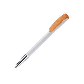 Kugelschreiber Deniro mit Metallspitze Hardcolour - Weiss / Orange bedrucken, Art.-Nr. LT87954-N0126