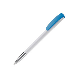 Kugelschreiber Deniro mit Metallspitze Hardcolour - Weiss / Hellblau bedrucken, Art.-Nr. LT87954-N0112