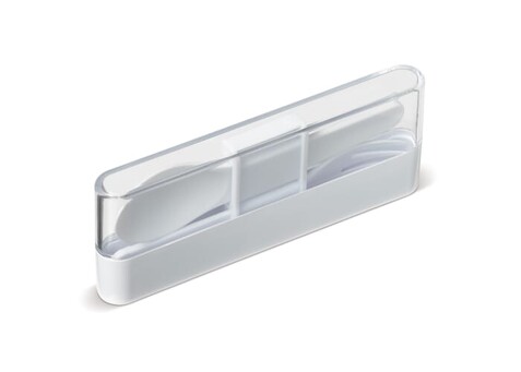 Lunchbesteck mit Box - Weiss bedrucken, Art.-Nr. LT90409-N0001