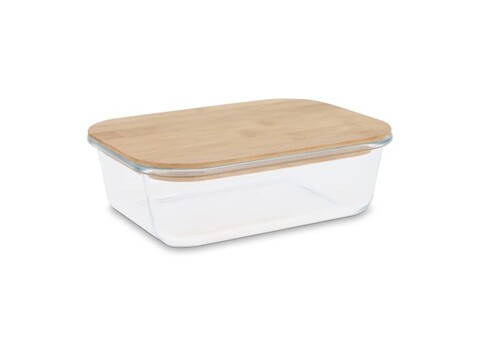 Lunchbox aus Glas mit Bambusdeckel - Transparent bedrucken, Art.-Nr. LT90457-N0004