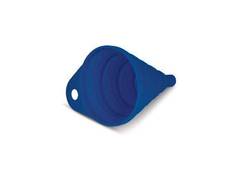 Zusammenklappbarer Trichter fürs Auto - Weiss / Blau bedrucken, Art.-Nr. LT90473-N0111