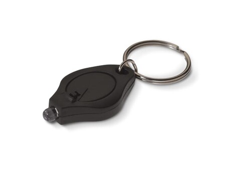 Schlüsselanhänger mit Mini-Taschenlampe - Schwarz bedrucken, Art.-Nr. LT90990-N0002